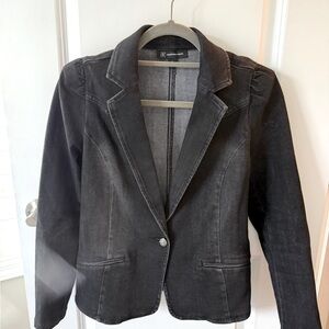 INC Black denim blazer